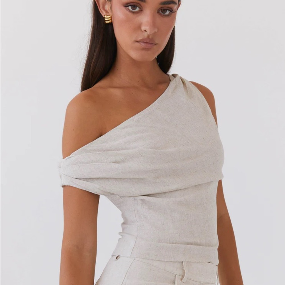 NWOT Peppermayo linen one shoulder top